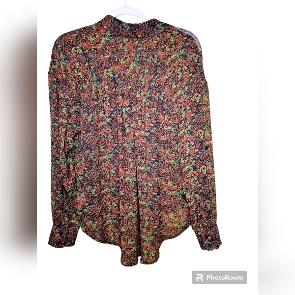 Free people sheer blouse/top button up. Floral print small - Picture 2 of 4
